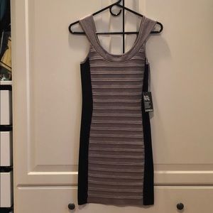 Express black and silver metallic dress